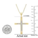 0.18 Carat (ctw) Round White Diamond Ladies Cross Religious Pendant 10K Yellow Gold