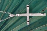 0.18 Carat (ctw) Round White Diamond Ladies Cross Religious Pendant Sterling Silver