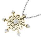 0.10 Carat (ctw) Round White Diamond Ladies Heart Snowflake Pendant 1/10 CT 10K Yellow Gold