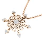 0.10 Carat (ctw) Round White Diamond Ladies Heart Snowflake Pendant 1/10 CT 10K Rose Gold