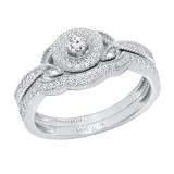 0.31 Carat (ctw) Round Diamond Ladies Vintage Style Engagement Ring Set 1/3 CT Sterling Silver
