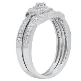 0.31 Carat (ctw) Round Diamond Ladies Vintage Style Engagement Ring Set 1/3 CT Sterling Silver