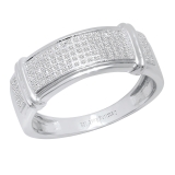 0.33 Carat (ctw) Round white Diamond Men's Micro Pave Hip Hop Wedding Band 1/3 CT Sterling Silver