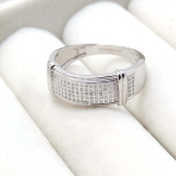 0.33 Carat (ctw) Round white Diamond Men's Micro Pave Hip Hop Wedding Band 1/3 CT Sterling Silver