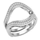 0.43 Carat (ctw) Round Diamond Ladies Solitaire Enhancer Contour Guard Ring Sterling Silver