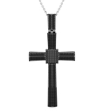 0.75 Carat (ctw) Round Black Diamond Mens Cross Pendant 3/4 CT Black Plated Sterling Silver