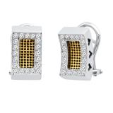 0.50 Carat (ctw) Round White Diamond Ladies Fashion Hoop Earrings 1/2 CT 14K White & Yellow Gold