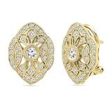 1.20 Carat (ctw) Round White Diamond Ladies Cluster Style Stud Earrings 1 1/4 CT 10K Yellow Gold
