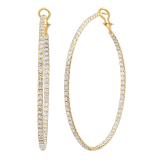12.64 Carat (ctw) Round White Diamond Ladies In And Out Fashion Hoop Earrings 10K Yellow Gold