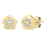 0.29 Carat (ctw) Round White Diamond Ladies Cluster Flower Stud Earrings 1/4 CT 10K Yellow Gold