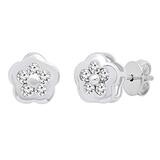 0.29 Carat (ctw) Round White Diamond Ladies Cluster Flower Stud Earrings 1/4 CT 18K White Gold