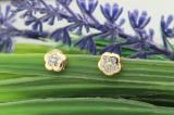 0.21 Carat (ctw) Round White Diamond Ladies Cluster Flower Stud Earrings 1/4 CT 14K Yellow Gold