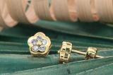 0.21 Carat (ctw) Round White Diamond Ladies Cluster Flower Stud Earrings 1/4 CT 14K Yellow Gold