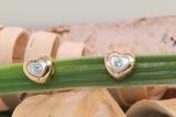 0.08 Carat (ctw) Round White Diamond Ladies Heart Shaped Stud Earrings 10K Yellow Gold