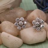 0.60 Carat (ctw) Round White Diamond Ladies Cluster Flower Stud Earrings 10K White Gold