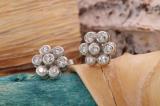 0.60 Carat (ctw) Round White Diamond Ladies Cluster Flower Stud Earrings 10K White Gold