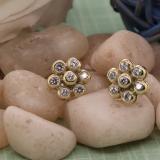 0.60 Carat (ctw) Round White Diamond Ladies Cluster Flower Stud Earrings 10K Yellow Gold