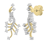 0.66 Carat (ctw) Round White Diamond Ladies Fashion Dangling Earrings 10K Yellow Gold