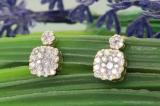 1.12 Carat (ctw) Round White Diamond Ladies Cluster Flower Stud Earrings 10K Yellow Gold