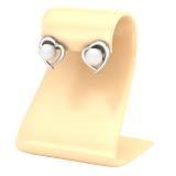 8 mm Each Round White Freshwater Pearl & White Diamond Ladies Heart Stud Earrings 14K White Gold