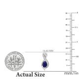 6X4 mm Pear Blue Sapphire & Round White Diamond Ladies Swirl Drop Earrings 14K White Gold