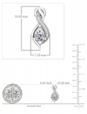 925 Sterling Silver Swirl Stud Earrings, 1.04 CT Pear & Round Cubic Zirconia in Push Back