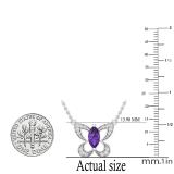 8X4 MM Marquise Amethyst & Round White Diamond Ladies Butterfly Pendant, 10K White Gold