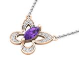 8X4 MM Marquise Amethyst & Round White Diamond Ladies Butterfly Pendant, 18K Rose Gold