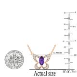 8X4 MM Marquise Amethyst & Round White Diamond Ladies Butterfly Pendant, 18K Rose Gold