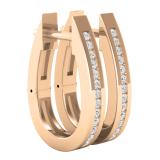 0.10 Carat (ctw) Round White Diamond Ladies Hoop Earrings 1/10 CT 10K Rose Gold