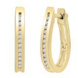 0.10 Carat (ctw) Round White Diamond Ladies Hoop Earrings 1/10 CT 10K Yellow Gold