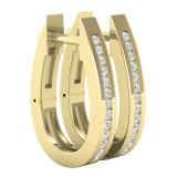0.10 Carat (ctw) Round White Diamond Ladies Hoop Earrings 1/10 CT 10K Yellow Gold