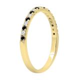 0.25 Carat (ctw) Round Black & White Diamond Ladies Stackable Wedding Band 1/4 CT 14K Yellow Gold