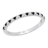 0.25 Carat (ctw) Round Black & White Diamond Ladies Stackable Wedding Band 1/4 CT Sterling Silver
