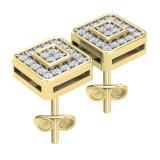 0.15 Carat (ctw) Round White Diamond Ladies Square Shape Stud Earrings 14K Yellow Gold