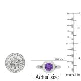 6 MM Round Amethyst & White Diamond Halo Style Split Shank Ladies Engagement Ring 10K White Gold