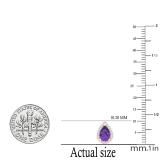7X5 MM Each Pear Amethyst & Round White Diamond Halo Style Ladies Teardrop Stud Earrings 10K Rose Gold