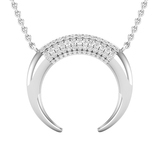 0.30 Carat (cttw) Crescent Style Moon Pendant (Silver Chain Included) for Her in 925 Sterling Silver