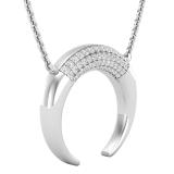 0.30 Carat (cttw) Crescent Style Moon Pendant (Silver Chain Included) for Her in 925 Sterling Silver