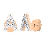 0.10 Carat (ctw) Round Diamond Ladies Uppercase Letter A Stud Earrings 1/10 CT 10K Rose Gold