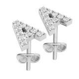 0.10 Carat (ctw) Round Diamond Ladies Uppercase Letter A Stud Earrings 1/10 CT Sterling Silver