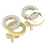 0.12 Carat (ctw) Round White Diamond Ladies Interlocking Circle Stud Earrings 10K Yellow Gold