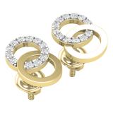 0.12 Carat (ctw) Round White Diamond Ladies Interlocking Circle Stud Earrings 14K Yellow Gold