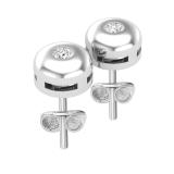 0.07 Carat (ctw) Round White Diamond Ladies Solitaire Bezel Set Stud Earrings 18K White Gold