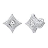 0.25 Carat (ctw) Round Diamond Ladies Solitaire Kite Shape Stud Earrings 1/4 CT 10K White Gold