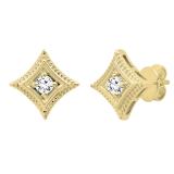 0.25 Carat (ctw) Round Diamond Ladies Solitaire Kite Shape Stud Earrings 1/4 CT 14K Yellow Gold
