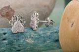 0.15 Carat (ctw) Round White Diamond Cat's Paw Print Screwback Stud Earrings 10K White Gold
