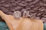 0.15 Carat (ctw) Round White Diamond Ladies Illusion Set Stud Earrings 14K White Gold