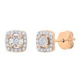 0.15 Carat (ctw) Round White Diamond Ladies Illusion Set Stud Earrings 18K Rose Gold