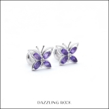 4X2 mm Marquise Amethyst Ladies Butterfly Fashion Stud Earrings 14K White Gold